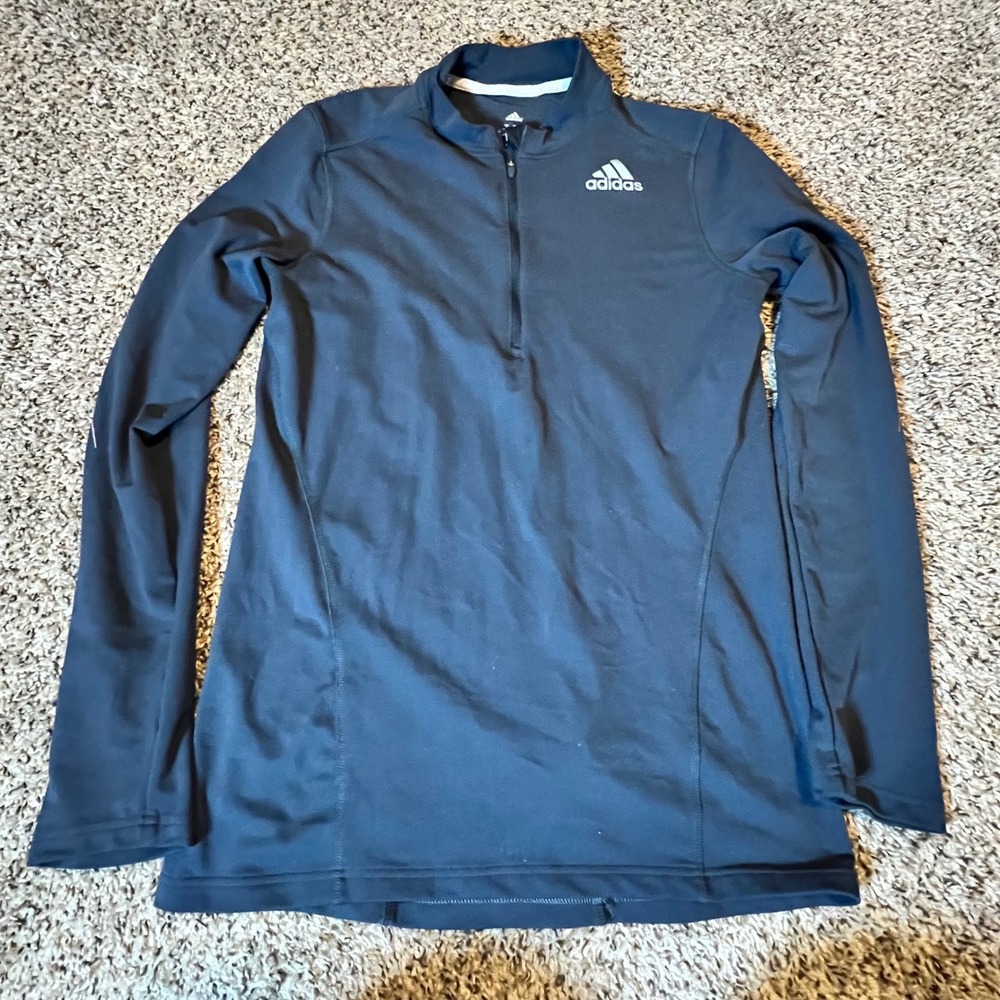 Adidas Running Climalite Womens Small Black Quarter Zip Pullover Long Sleeve Top
